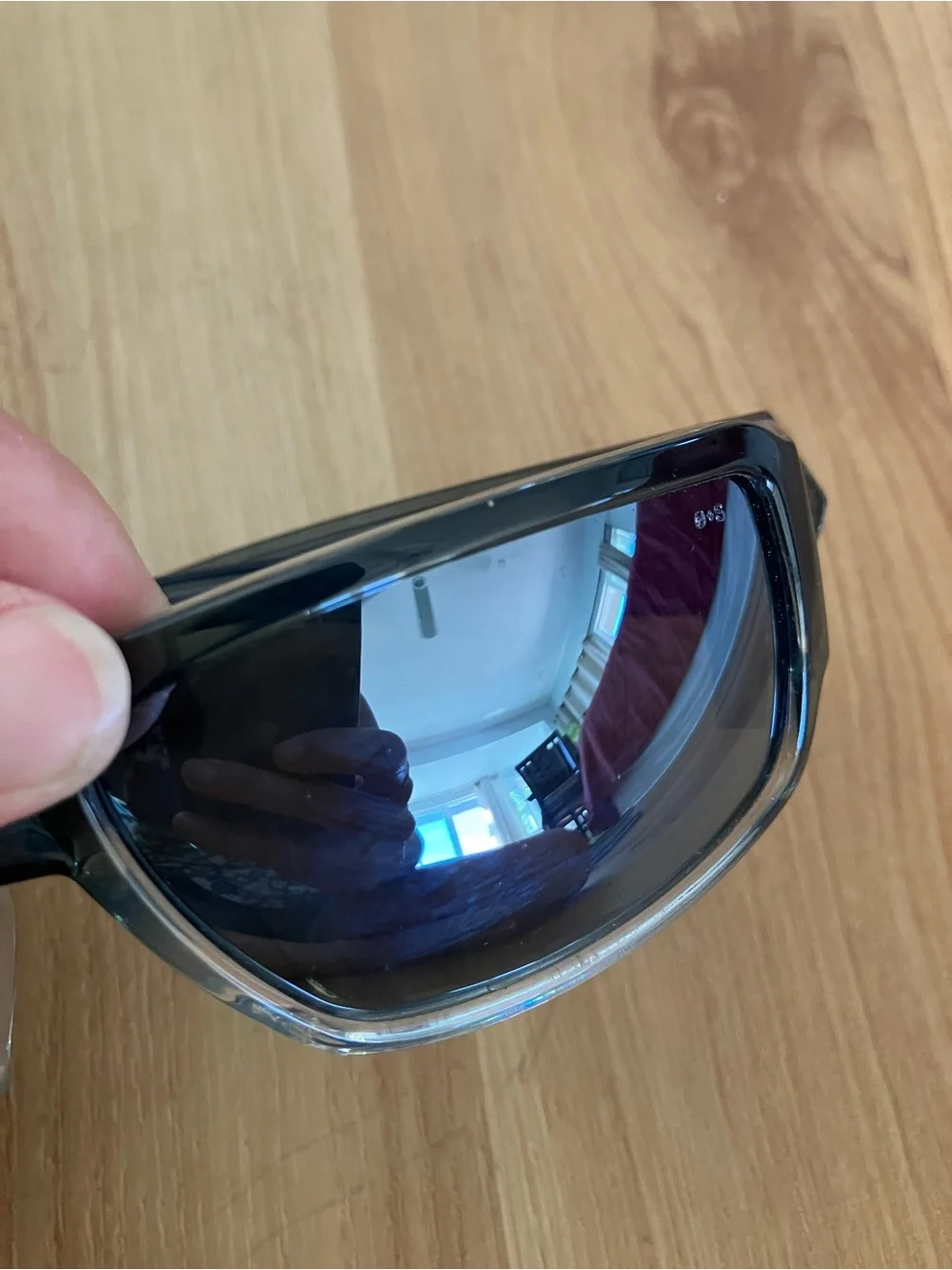 Bomber Polarized Shield Sunglasses; 3 Knicks on Right Lense-See Last Photo